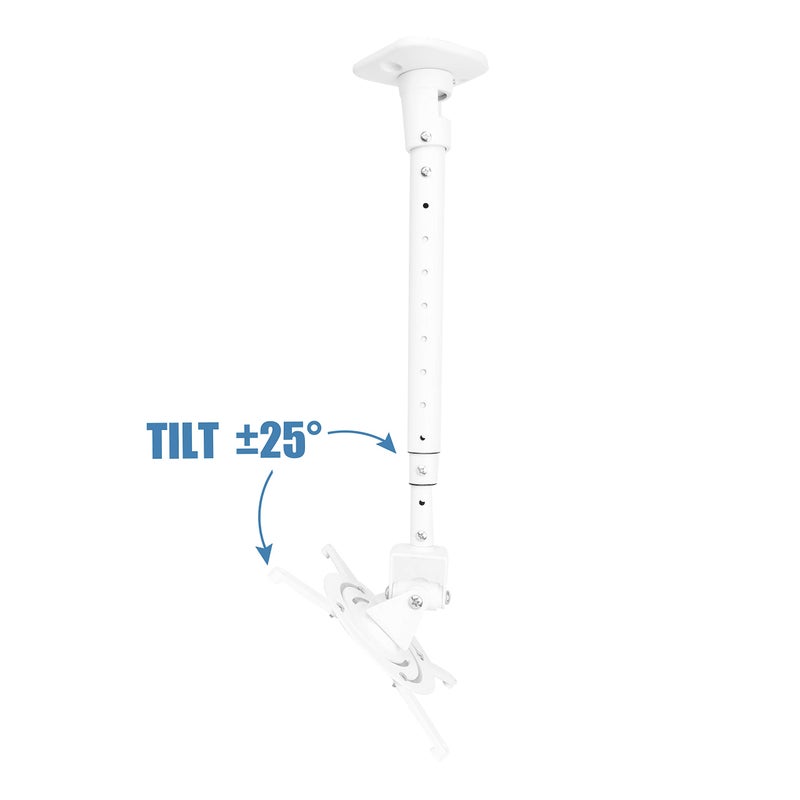 DYNAVISTA Full Motion Universal Ceiling Projector Mount Bracket with Adjustable Height and Extendable Arms Rotating Swivel Mount for Home and Office Projector (White) - Image 2